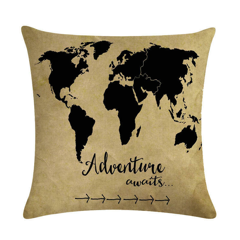18" Throw Pillow Case Cushion Cover Home Decor Vintage World Map Pattern Cojines Vinantica
