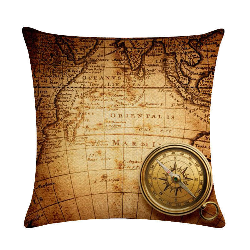 18" Throw Pillow Case Cushion Cover Home Decor Vintage World Map Pattern Cojines Vinantica