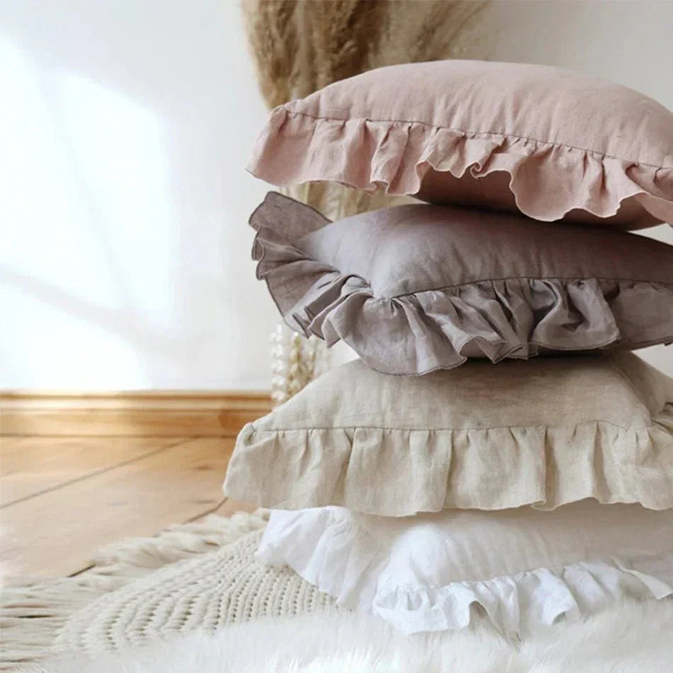 Soft Linen Ruffle Pillowcase