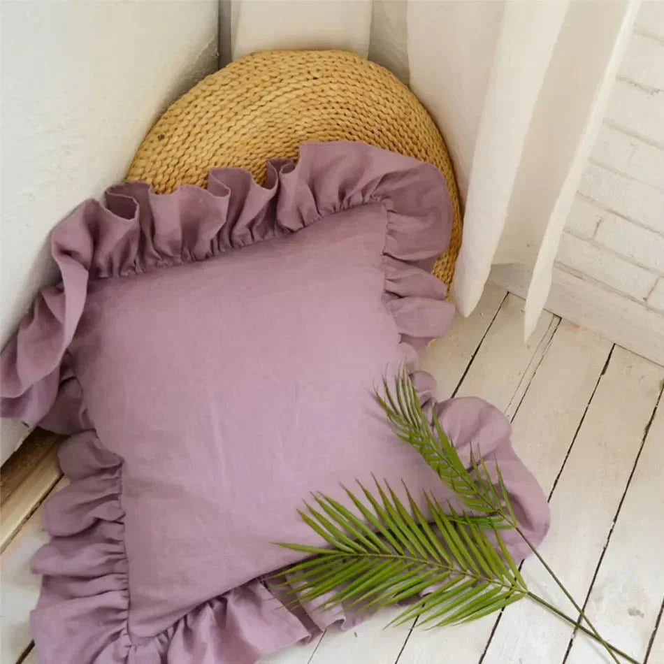 Soft Linen Ruffle Pillowcase