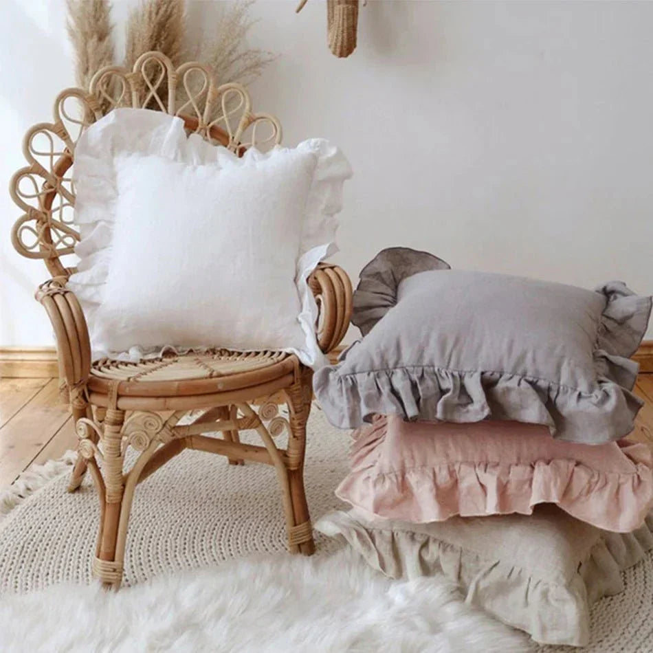 Soft Linen Ruffle Pillowcase