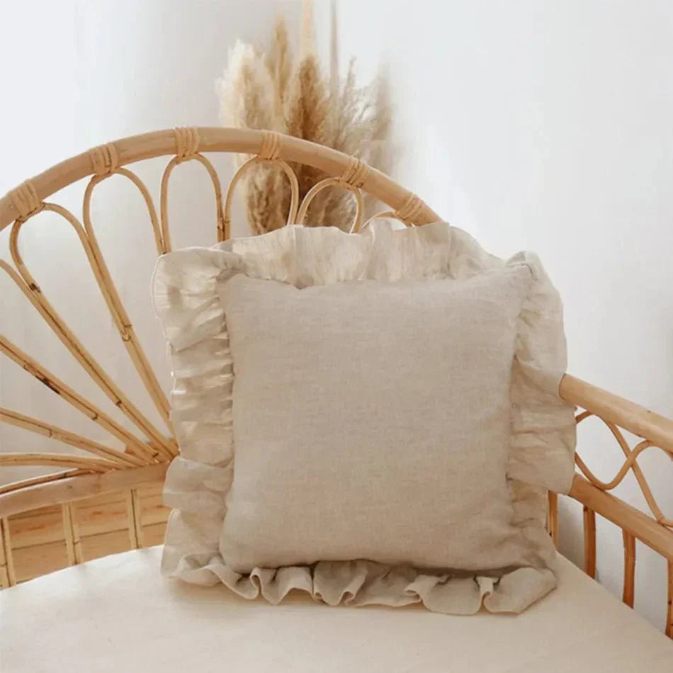 Soft Linen Ruffle Pillowcase