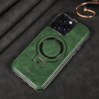 Luxurious leather case with integrated, foldable ring stand for the iPhone