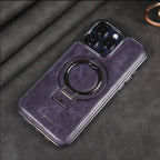 Luxurious leather case with integrated, foldable ring stand for the iPhone