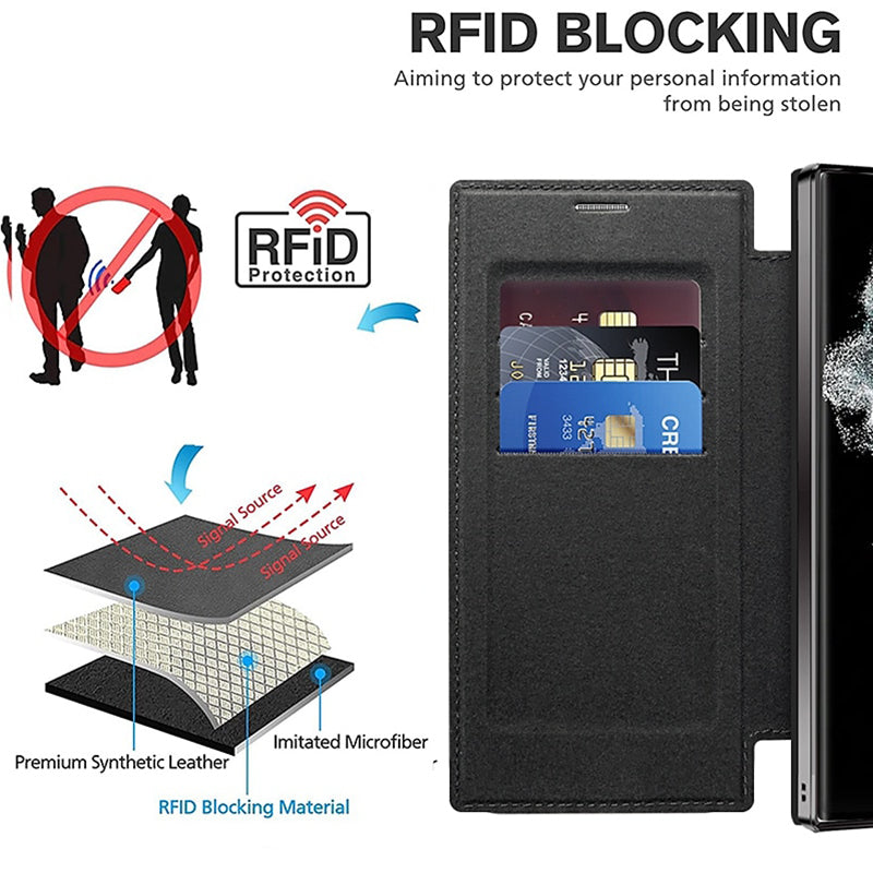 Magnetic Samsung Flip Case | Leather Look with Card Slot