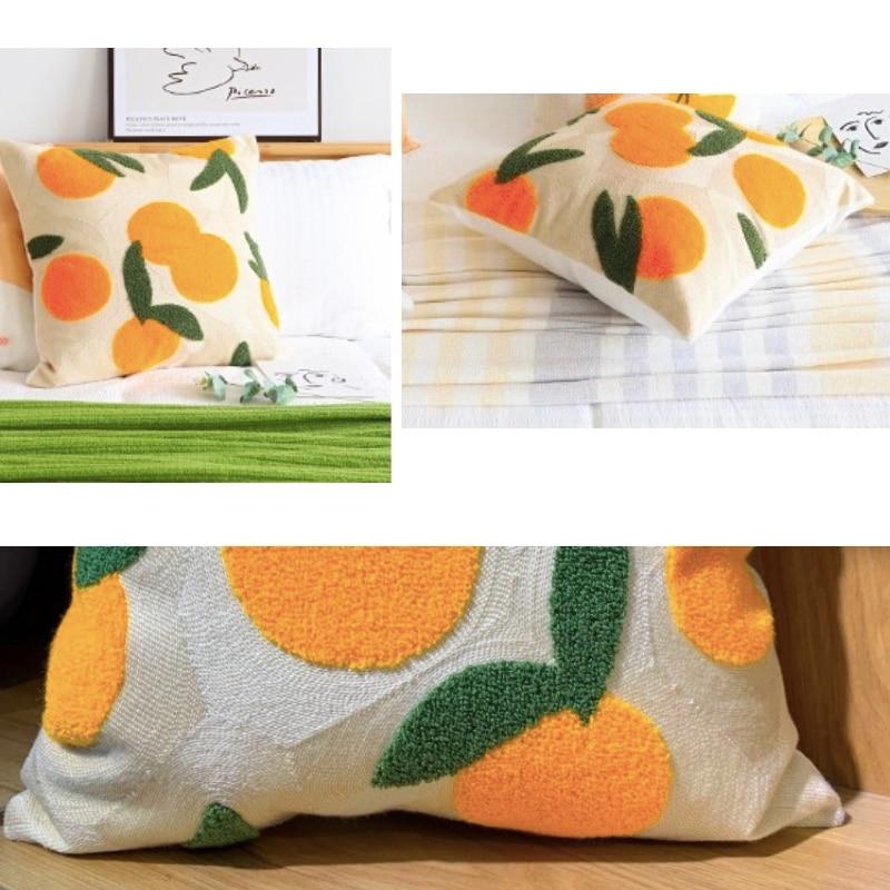 Orange Embroidered Decorative Pillow