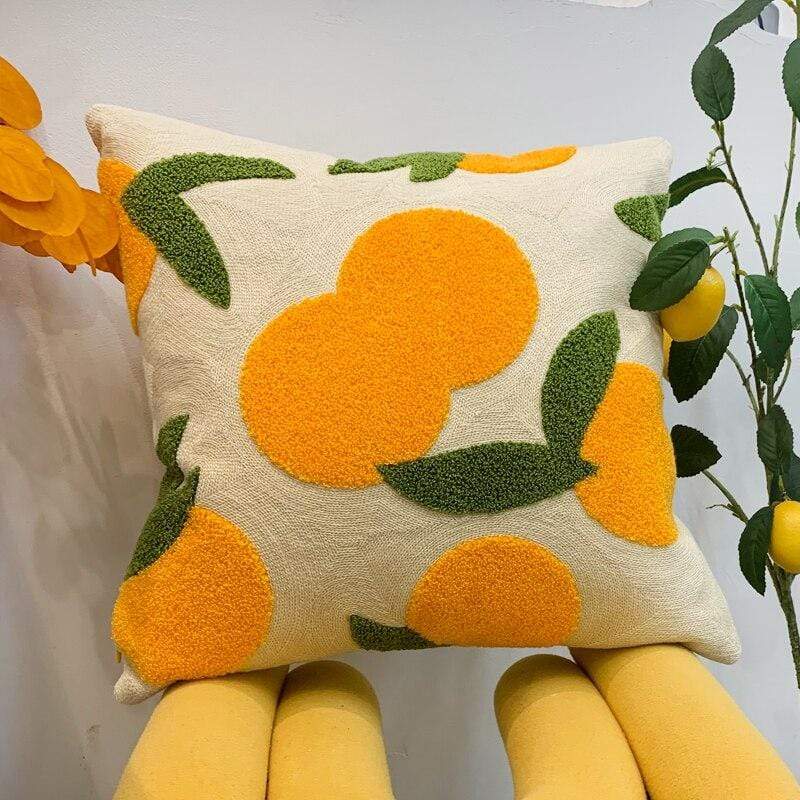 Orange Embroidered Decorative Pillow