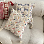Boho lined fringe throw pillow cover